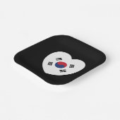 Südkorea-Flagge Herz Pappteller (Gewinkelt)