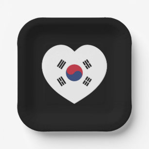 Südkorea-Flagge Herz Pappteller
