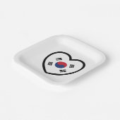 Südkorea-Flagge Herz Pappteller (Gewinkelt)