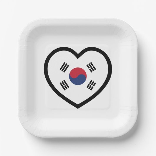 Südkorea-Flagge Herz Pappteller (Vorderseite)