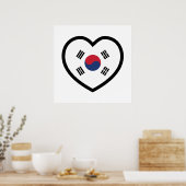 Südkorea-Flagge Herz Poster (Küche)