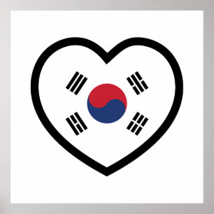 Südkorea-Flagge Herz Poster