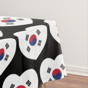 Südkorea-Flagge Herz Tischdecke
