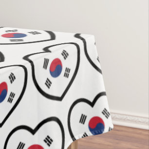 Südkorea-Flagge Herz Tischdecke