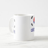 Südkorea-Flagge mit Namen auf Koreaner Kaffeetasse (Vorderseite Links)