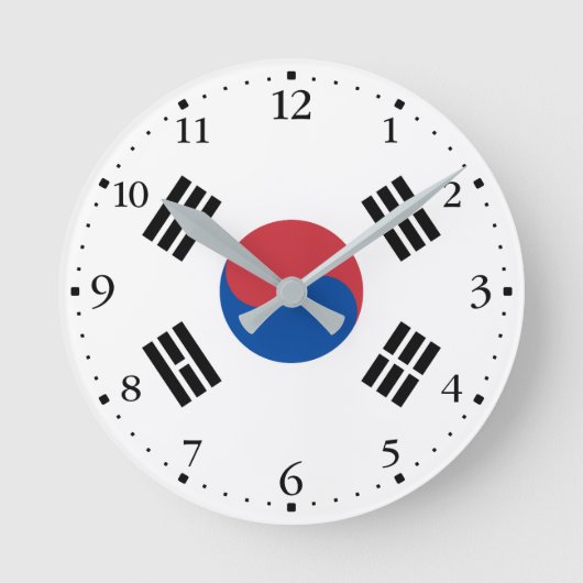 Südkorea-Flagge Runde Wanduhr (Vorderseite)