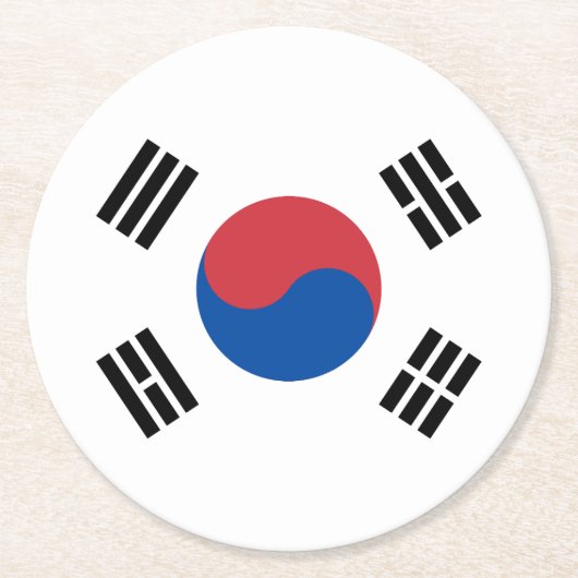 Südkorea-Flagge Runder Pappuntersetzer (Vorderseite)