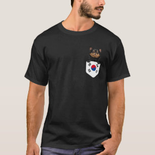 Südkorea Flagge Schwarzer Chihuahua Hund in Pocket T-Shirt
