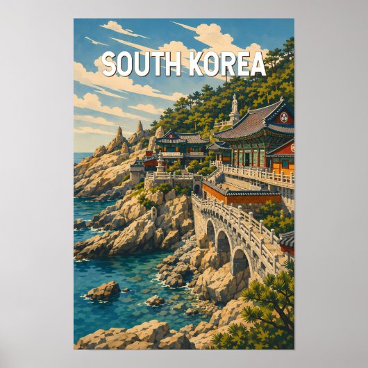 Südkorea Illustration Reise Kunst Vintage Poster (Vorne)