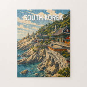 Südkorea Illustration Reise Kunst Vintage Puzzle