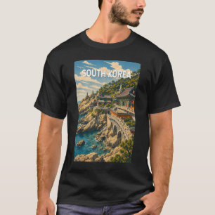 Südkorea Illustration Reise Kunst Vintage T-Shirt