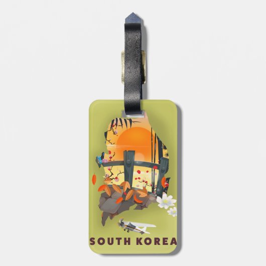 Südkorea illustriertes Kartenplakat Gepäckanhänger (Rückseite vertikal)