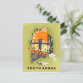 Südkorea illustriertes Kartenplakat Postkarte (Stehend Vorderseite)