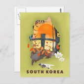 Südkorea illustriertes Kartenplakat Postkarte (Vorne/Hinten)