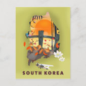 Südkorea illustriertes Kartenplakat Postkarte (Vorderseite)