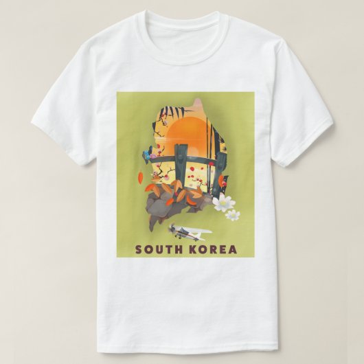 Südkorea illustriertes Kartenplakat T-Shirt (Design vorne)