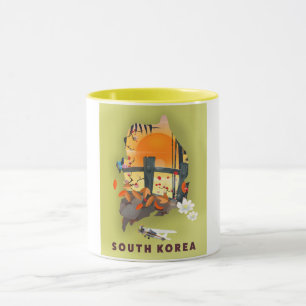 Südkorea illustriertes Kartenplakat Tasse