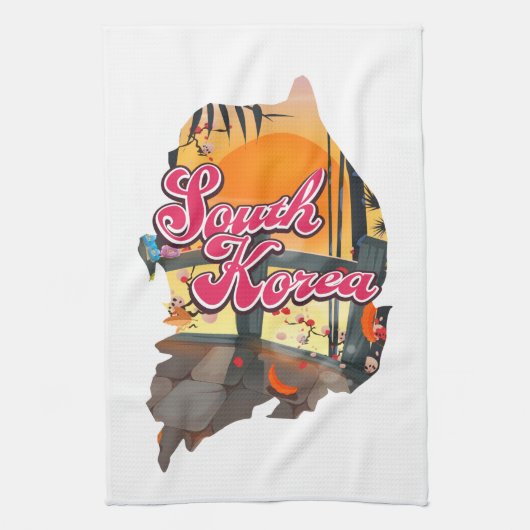 Südkorea-Karte Geschirrtuch (Vertikal)