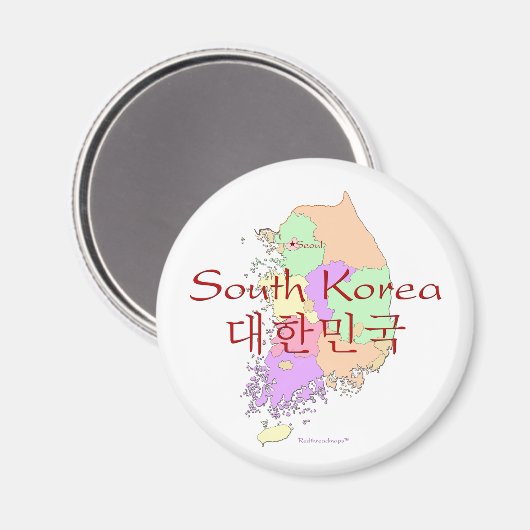 Südkorea-Karte Magnet (Vorderseite/Rückseite)
