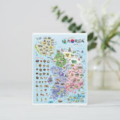Südkorea-Karte Postkarte (Stehend Vorderseite)