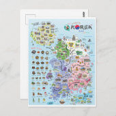 Südkorea-Karte Postkarte (Vorne/Hinten)