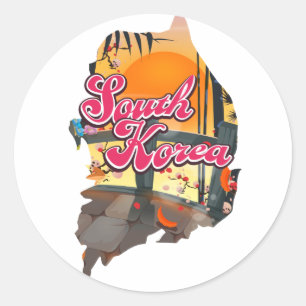 Südkorea-Karte Runder Aufkleber