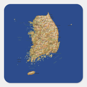 Südkorea-Kartenaufkleber Quadratischer Aufkleber