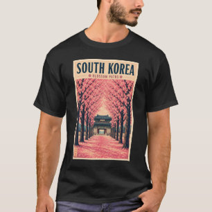Südkorea-Kirschblüten-Illustration Reise Kunst T-Shirt