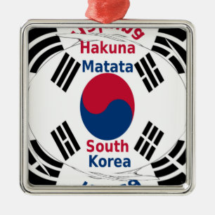 Südkorea - Landesfarben für Flaggen Art Print/Grap Ornament Aus Metall