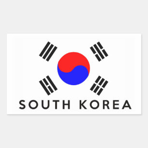 Südkorea-Landesflaggesymbol-Namentext Rechteckiger Aufkleber