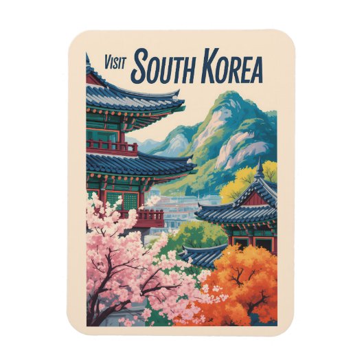 Südkorea Landschaft Illustration Reise Kunst Magnet (Vertikal)