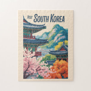 Südkorea Landschaft Illustration Reise Kunst Puzzle