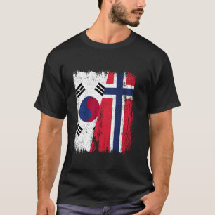 Südkorea Norwegen Halbflagge Südkoreanisch Norwegi T-Shirt