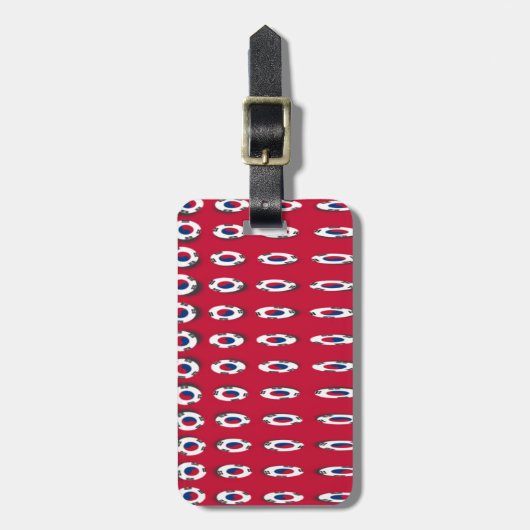 Südkorea Polka Dot Flag Art Design: Eine rote Basi Gepäckanhänger (Vorderseite vertikal)