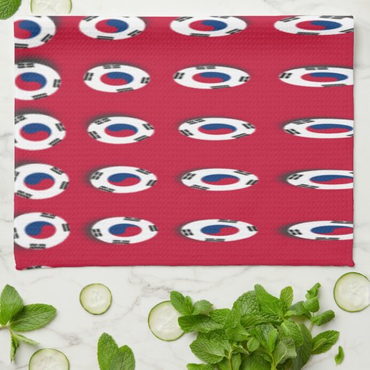 Südkorea Polka Dot Flag Art Design: Eine rote Basi Handtuch (Gefaltet)