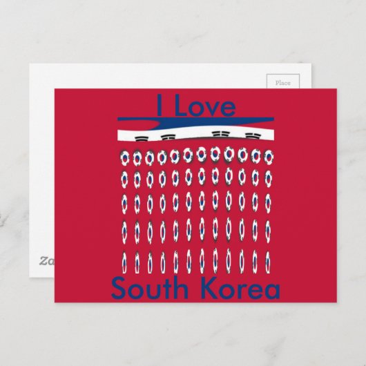 Südkorea Polka Dot Flag Art Design: Eine rote Basi Postkarte (Vorne/Hinten)