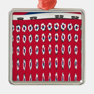 Südkorea Polka Dot Flag Art Design: Eine rote Basi Silbernes Ornament