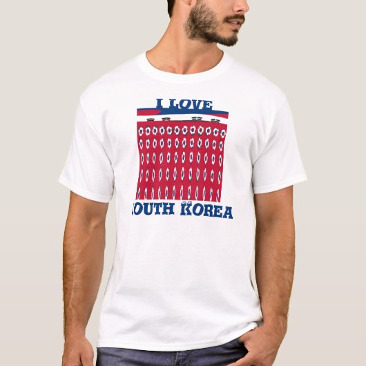 Südkorea Polka Dot Flag Art Design: Eine rote Basi T-Shirt (Vorderseite)