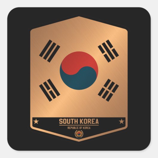 Südkorea Quadratischer Aufkleber (Vorderseite)
