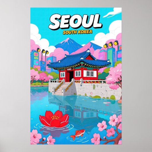 Südkorea Reise Pop Art Poster (Vorne)