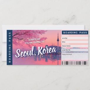 Südkorea-Reise-Überraschungsticket-Geschenkkarte f Einladung
