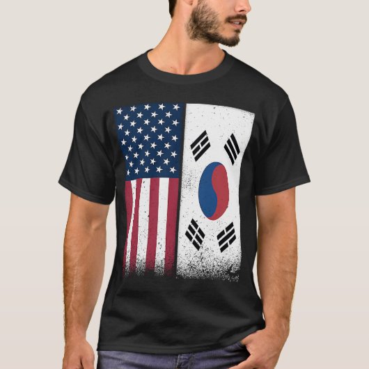 Südkorea Südkoreanische amerikanische Flaggen Prof T-Shirt (Vorderseite)