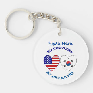 Südkorea USA Herzensland Herkunft personalisieren Schlüsselanhänger