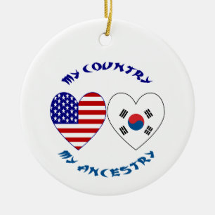 Südkorea USA Herzflagge Erbe Keramik Ornament