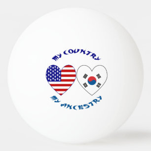 Südkorea USA Herzflagge Erbe Tischtennisball