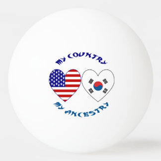 Südkorea USA Herzflagge Erbe Tischtennisball