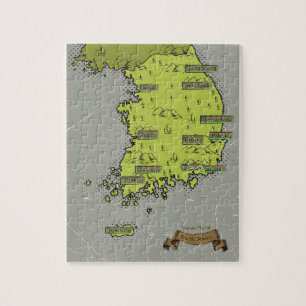 Südkorea Vintage-Stil Karte Puzzle