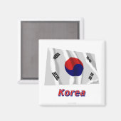Südkorea Waving Flag mit Namen Magnet (Vorderseite/Rückseite)