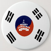 Südkorea Weihnachten im Flaggenstaat: Frohe Weihna Button (Vorderseite)