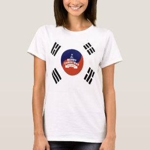 Südkorea Weihnachten im Flaggenstaat: Frohe Weihna T-Shirt